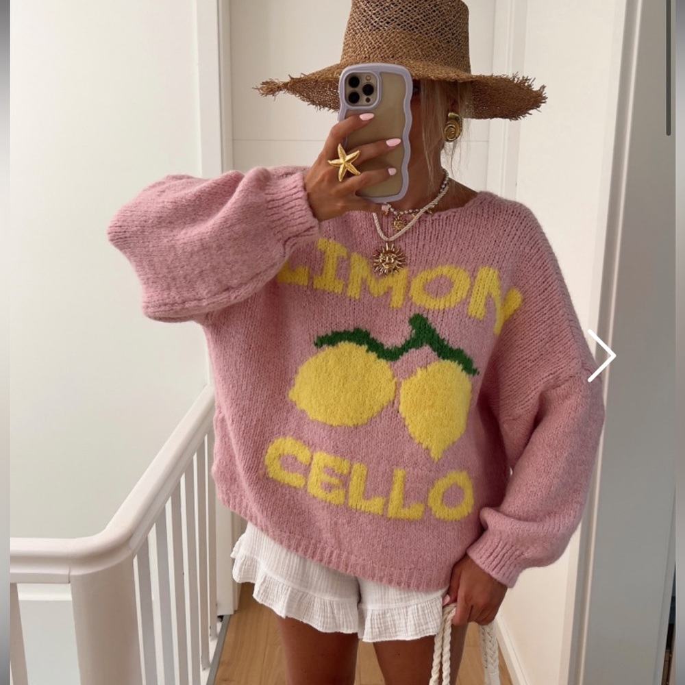 Pink Lemon Graphic Sweater Cardigan
